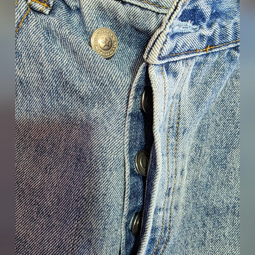 Princess Polly Asymmetrical Retro Y2K Blue Denim Wide Leg Jeans Sz 4 - Picture 6 of 8